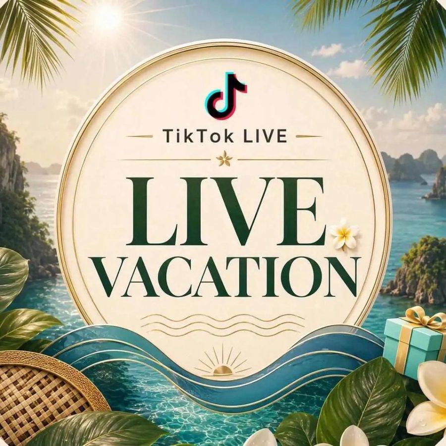 TikTok LIVE VACATION ft. AMANPULO 主視覺，熱帶島嶼度假風