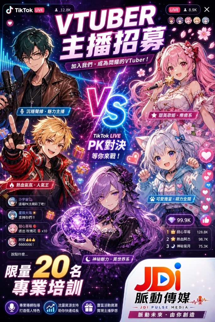 台灣 VTuber 國家隊招募主視覺 · 五大 IP 形象 · 限量 20 名